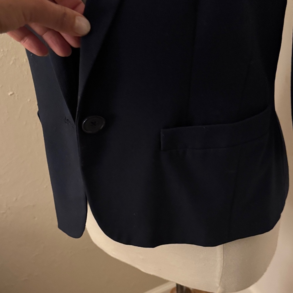 Navy Blazer with Ruched Sleeves - Picture 4 of 5